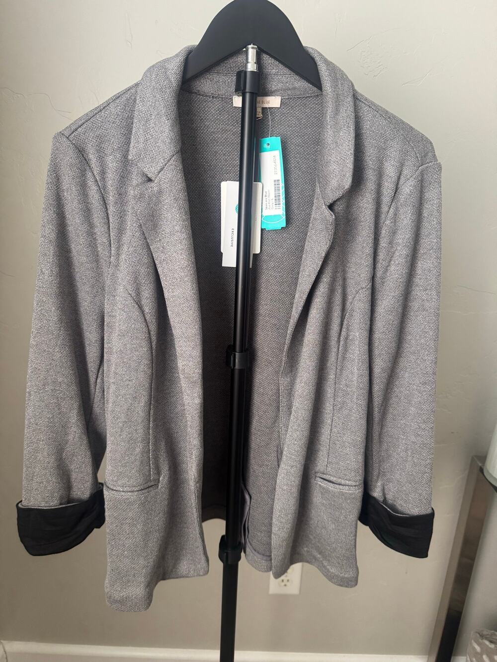 Skies Are Blue Knit Blazer Gray Size L NWT